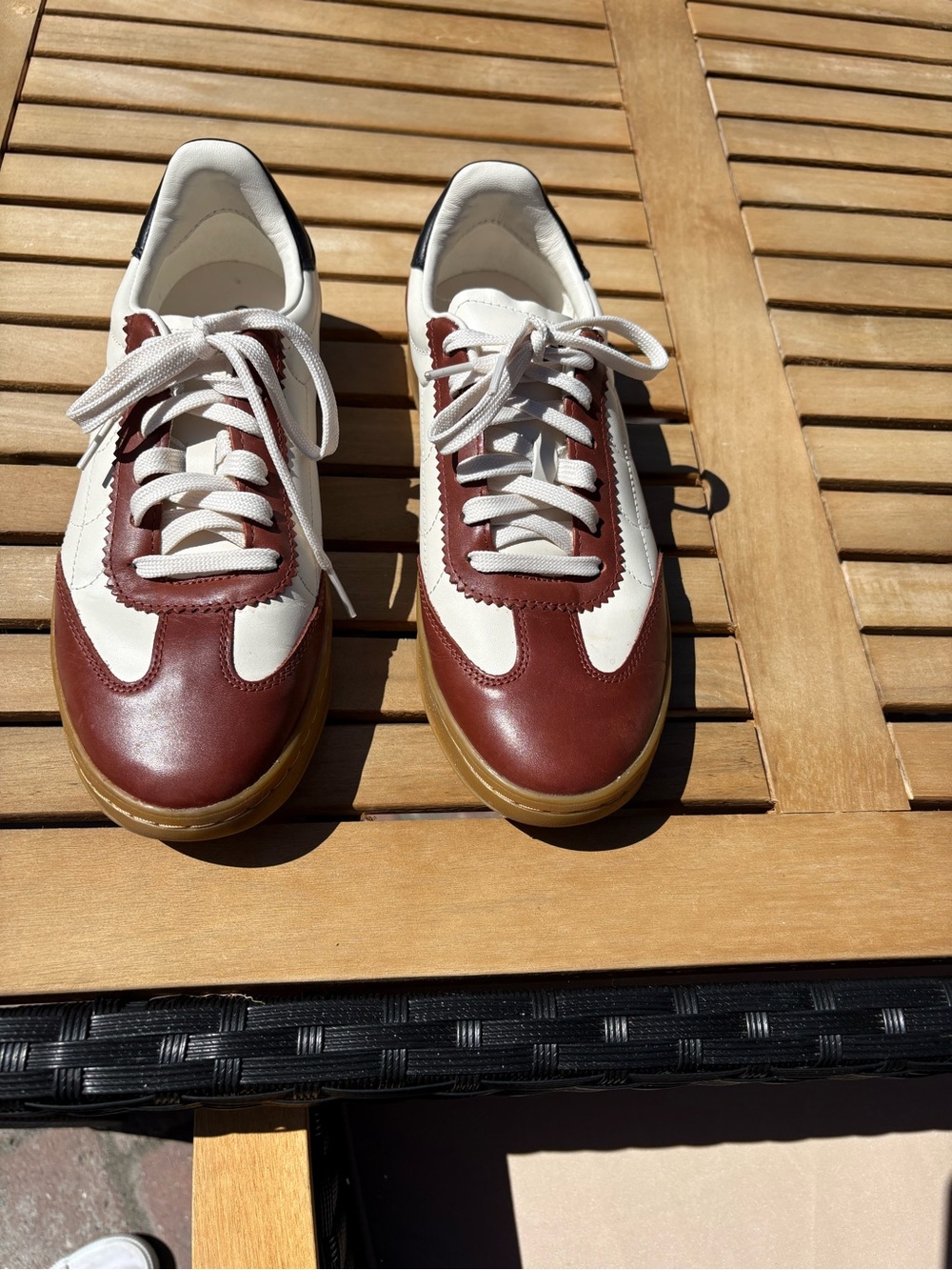 Cole Haan Women's Two-Tone White and Brown Leather Sneakers Size 8 1/2
